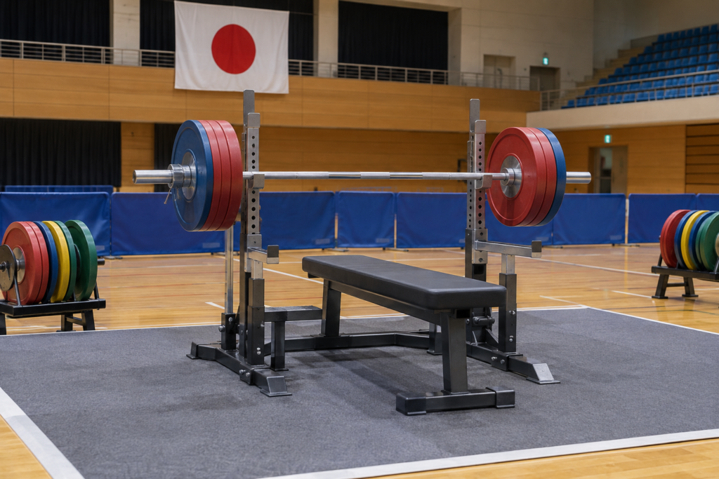 ベンチプレス競技台とバーベル